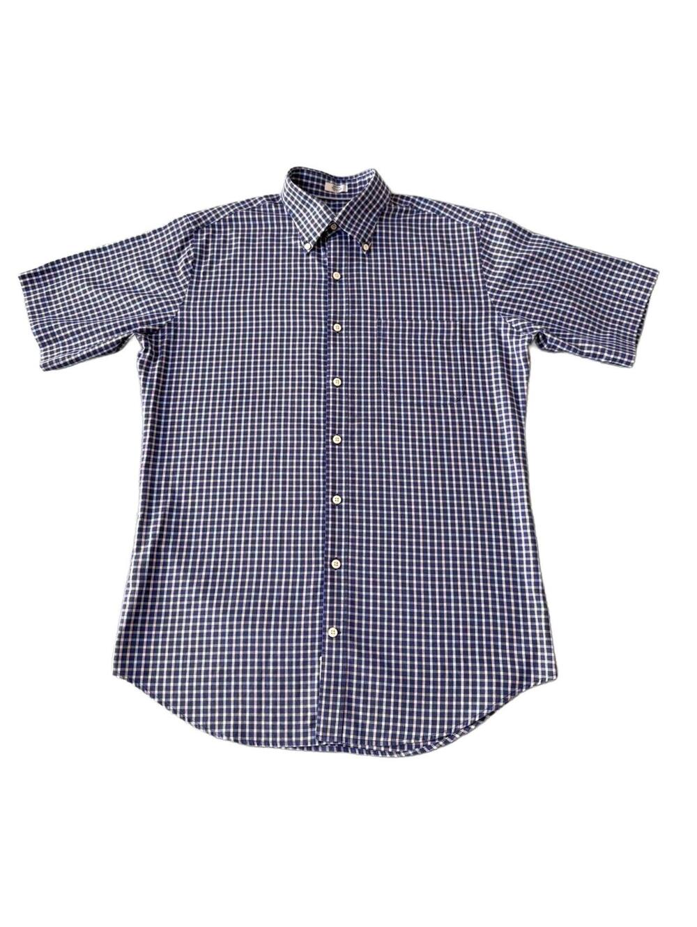 Peter Millar Nanoluxe Easy Care Check Button Down Shirt Blue Short Sleeve Size M